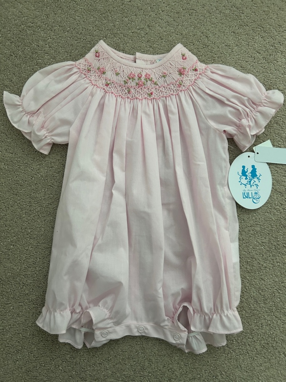 NWT Luli & Me pink smocked bubble